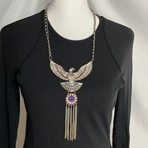 Silver, Red and Blue Statement Necklace